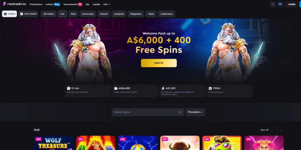 RockWin casino homepage