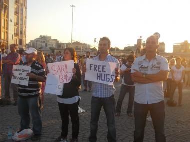 Standing people in Taksim, June 20. Standing people in Taksim, June 20.